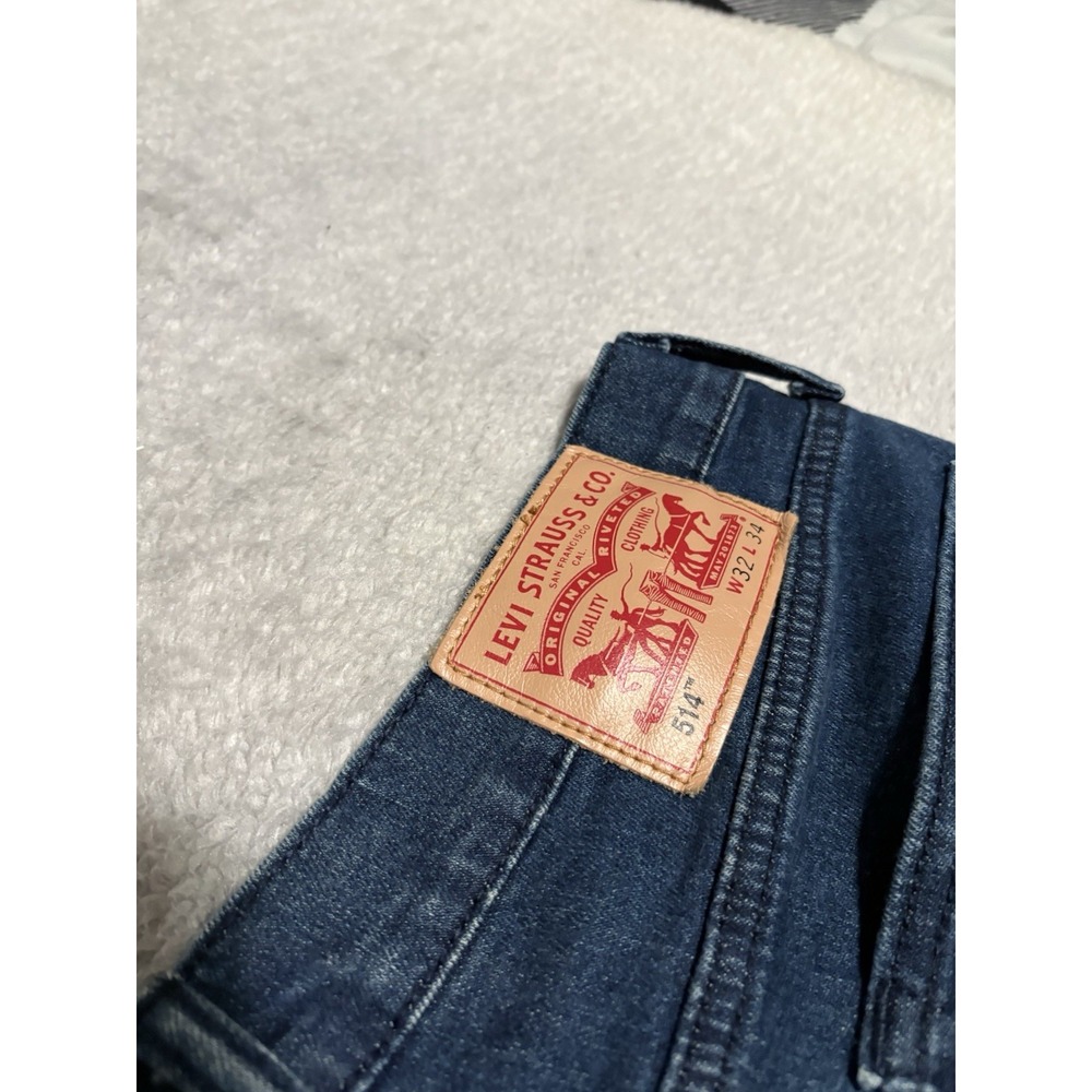 Levi's 514 Mens Size 32x34 Slim Straight Denim Blue Jeans Pants Stretch Pockets - Picture 9 of 9
